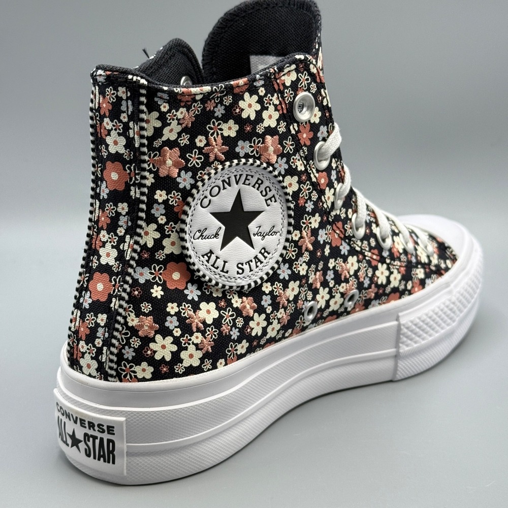 Converse Women's 8 Hi Top Sneakers Platform CTAS Lift Embroidered Flower A14264C - Picture 9 of 13